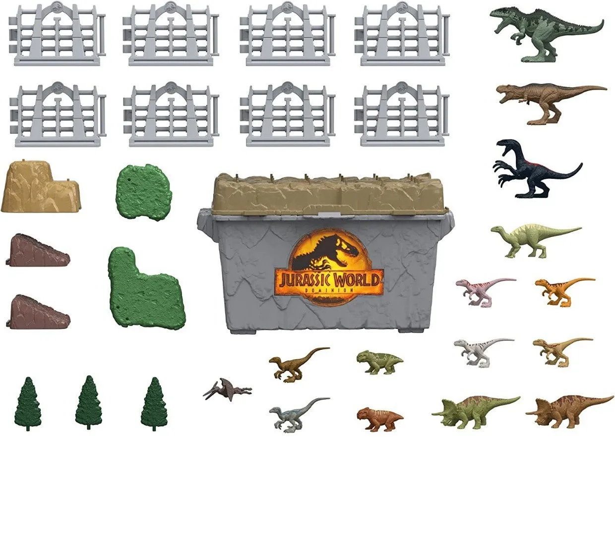 Original Mattel Jurassic World Dinosaur Action Figure Dominion MINIS Anime on-the-go Dinosaur Danger Set Educational Toy for Boy