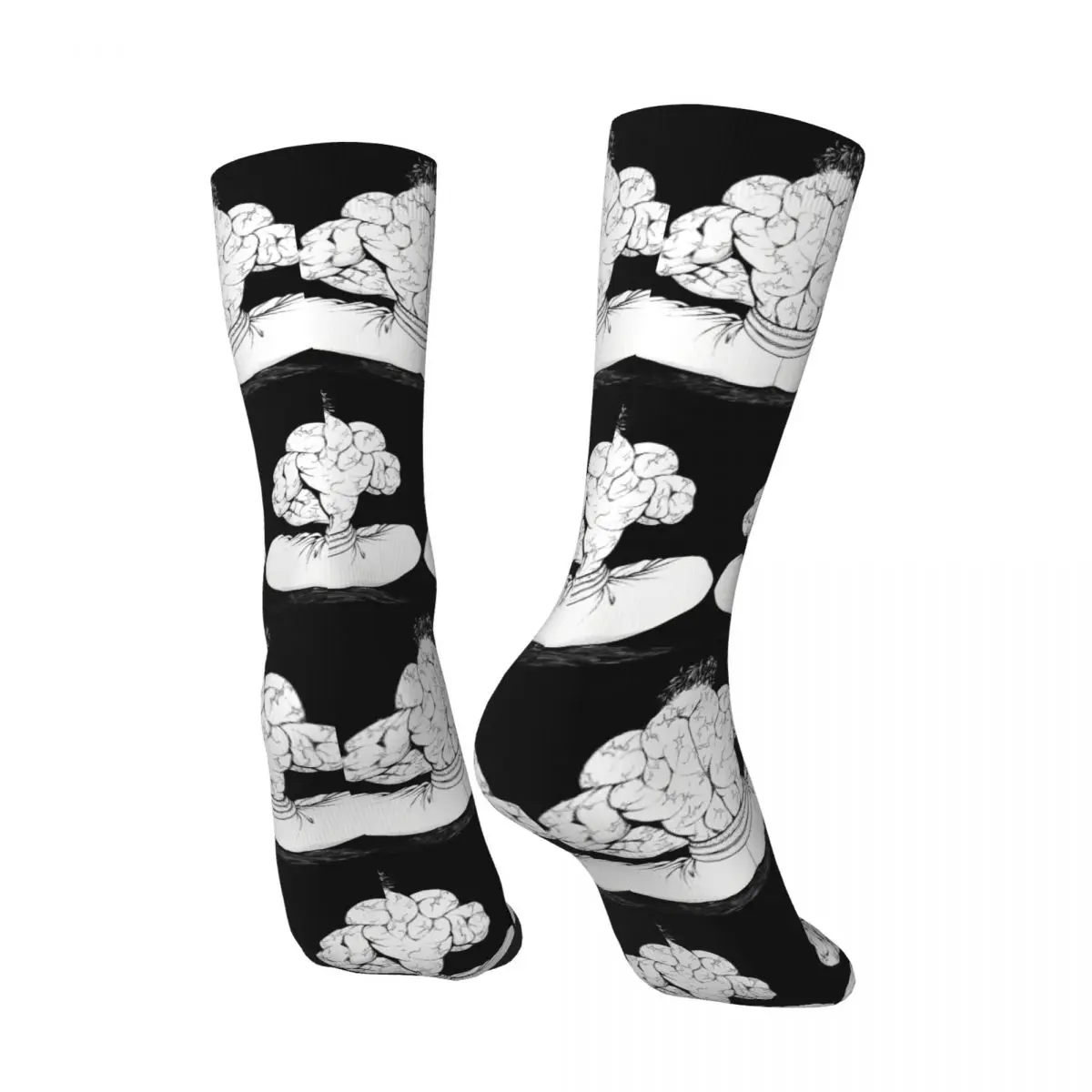 Funny Crazy Sock for Men Sleek Hip Hop Harajuku Baki Hanma Happy Seamless Pattern Printed Boys Crew compression Sock Casual Gift