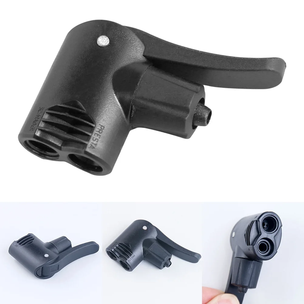 1pc Bicycle Pump Nozzle Hose Adapter W/ Thumb Lock Dual Head Pumping Parts Cycling Accessories Convertor Up To 150PSI Capacity