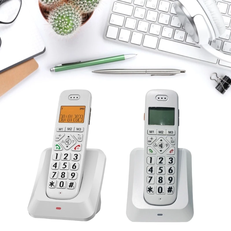 D1011 Digital Cordless Phone for Business Offices Home Handheld Phone Low Radiation with LCD CallerID Storage Redials