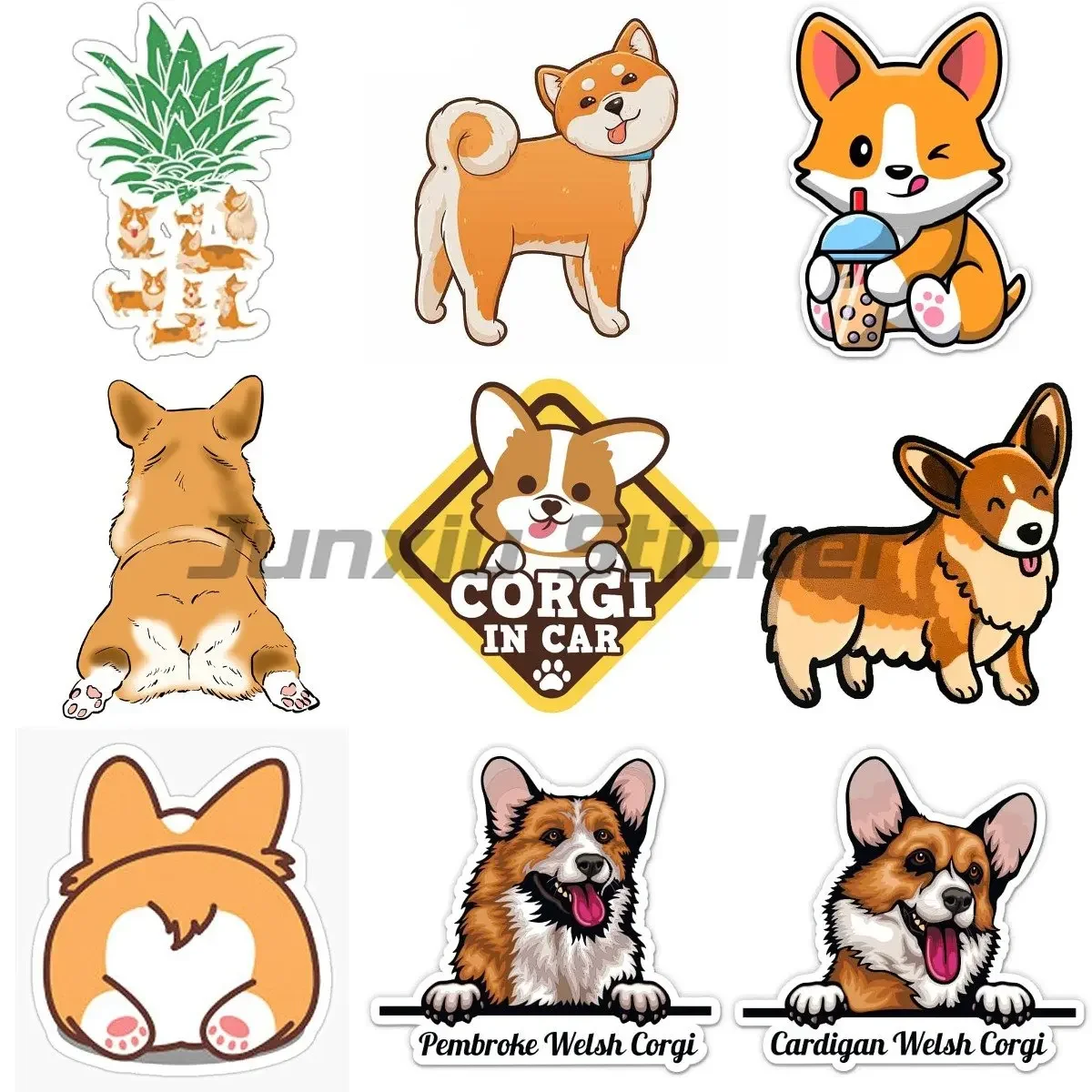 

Personality PVC Decal Corgi Dog Car Wall Helmet Sticker Motorcycle Stickers Laptop Stickers Waterproof Car Sticker on Motorcycle