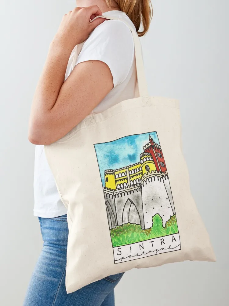 

Sintra Portugal Watercolor Tote Bag Women's bags large size bags custom bags Fabric bag