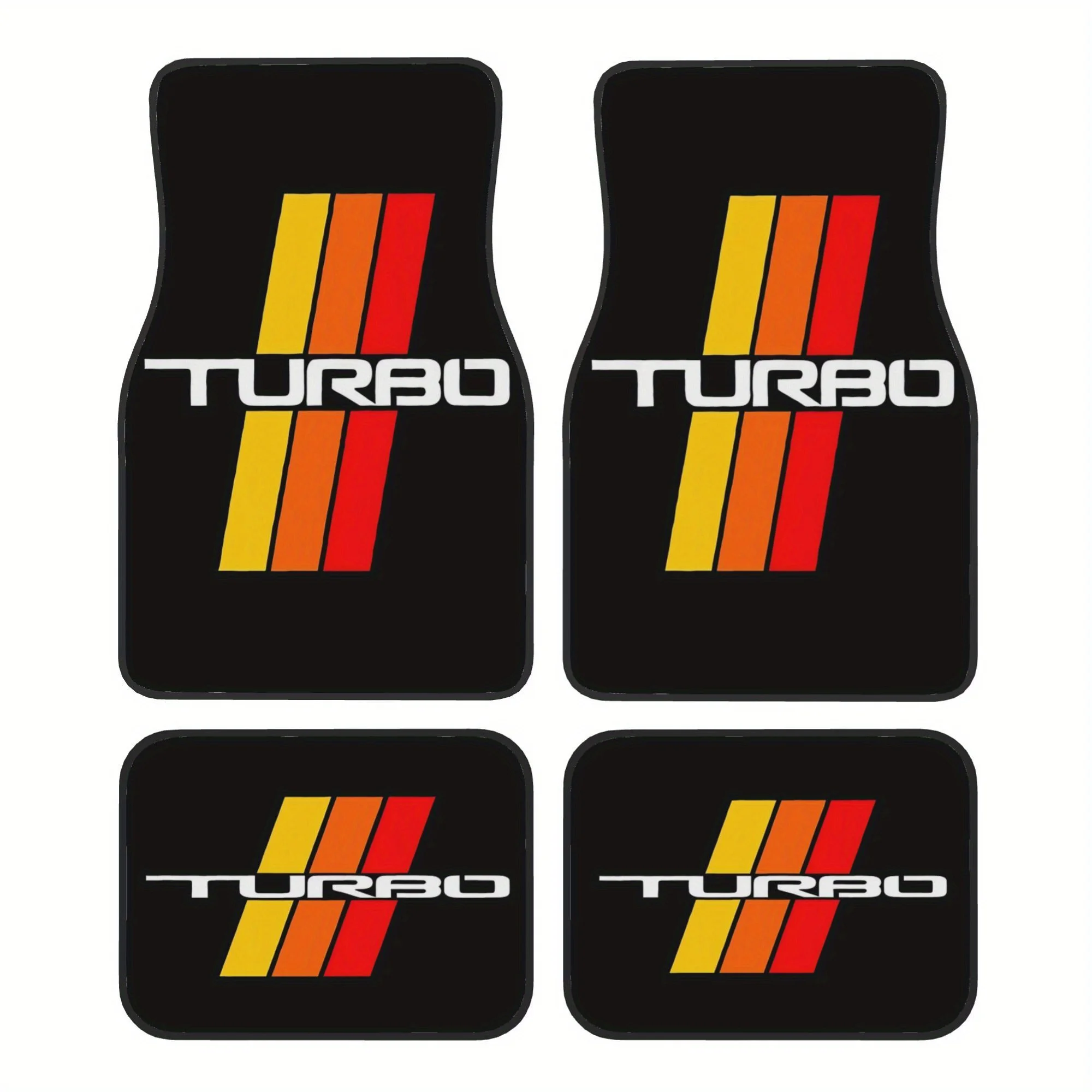 4pcs For TOYOTA Turbocharged Off-Road Vehicle Car Floor Mats Set - Heavy-Duty All-Weather Fit Auto Floor Liners, Red & Yellow St