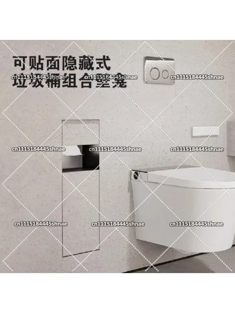 Electroplated 304 stainless steel veneer tissue box trash can hidden installation waterproof niche rack embedded
