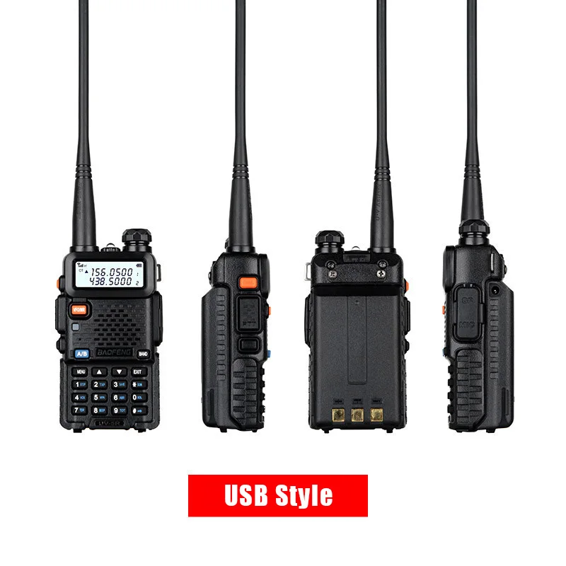 Baofeng-walkie-talkie uv 5r, Radio bidireccional, versión mejorada, soporte de largo alcance, Cargador USB tipo C, 2600mAh, 8W