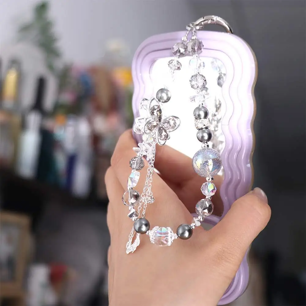 

Цепочка для телефона с кисточкой и бабочкой, короткая анти-потерянная ремешок для мобильного телефона, сумка, подвески, брелок для девочек, подвеска для телефона, женская девушка