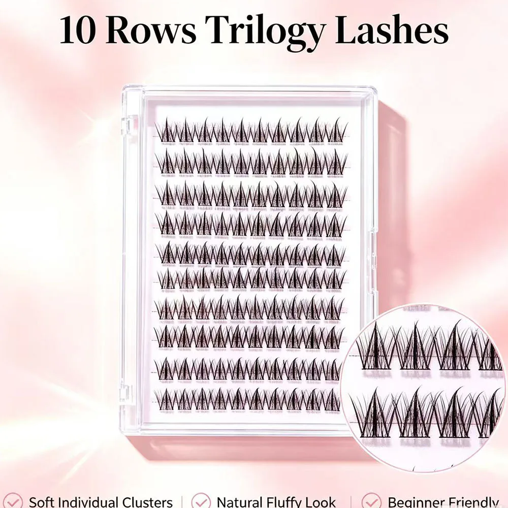 Premium Self Adhesive Wispy Cluster Lashes with 10 Rows No Glue Needed DIY Lash Extensions for Everyday Beauty