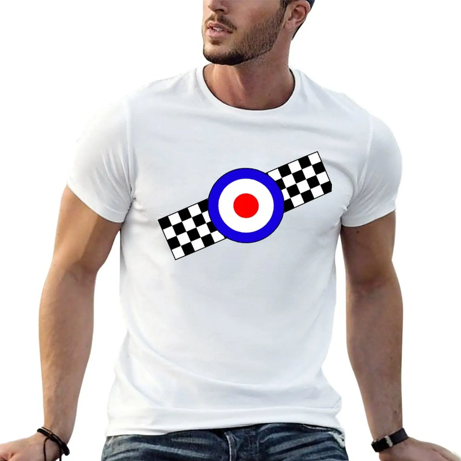 Mod or Ska Two Tone Checks and Target T-Shirt Novelty Graphic Tee Shirt