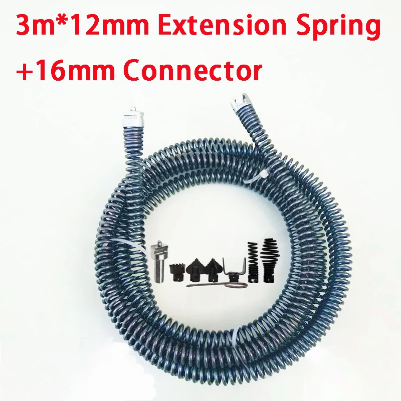 

3M Pipe Dredge Spring With Connector Drain Dredging Spring For Kitchen Toilet Sewer Sewer Toilet Floor Drain Dredge Cleaner Tool