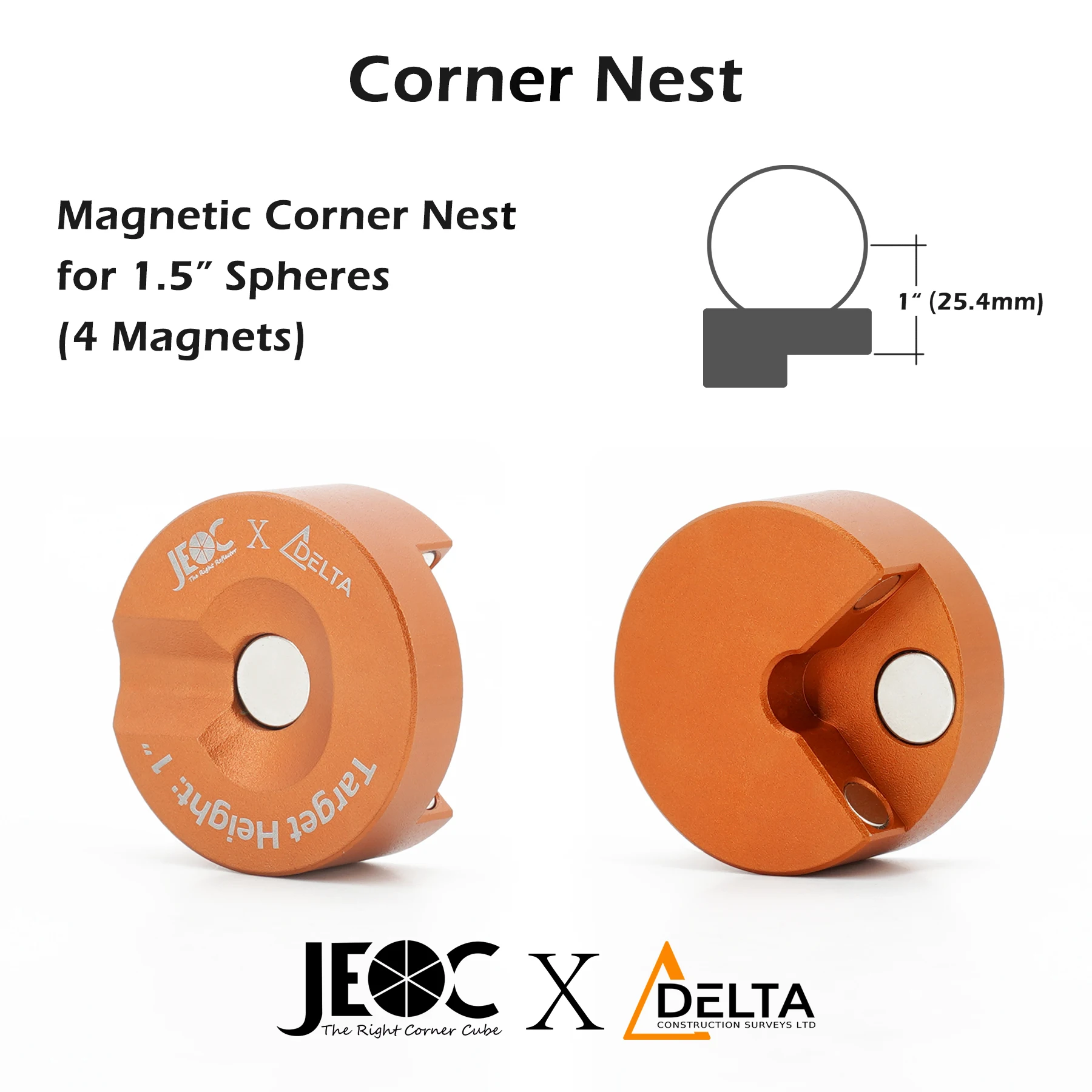 JEOC Corner Positioning Nest for 1.5" SMR and Ball Reflector