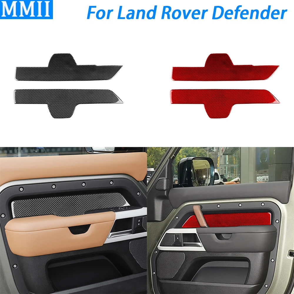 

For Land Rover Defender 2020-2023 Carbon Fiber Front Door Armrest Panel Trim Cover Car Interior Decoration Accessories Sticker