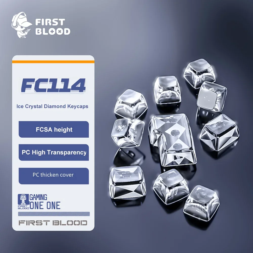 FirstBlood FC114 PC 114 Keys FCSA Height Thickened Transparent Key Caps Crystal Diamond Wear Resistant Keycaps For Keyboard DIY