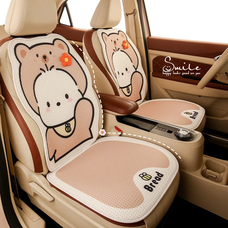 Cute Dog Car Seat Cushion Universal Four Seasons Breathable Half Pack Cartoon Rear Single Seat Cover Seat Accessories