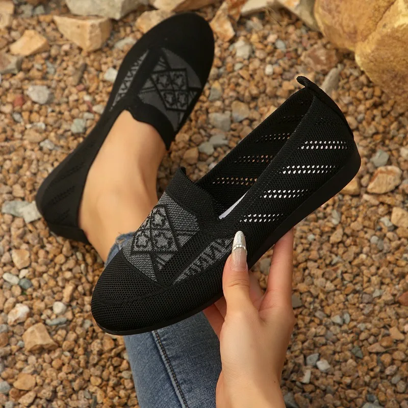 

2025 Spring/Summer Hot Selling New Casual Single Shoes for Women, Breathable Mesh Flat Shoes, Size 43 Set Shoes Women Sneakers