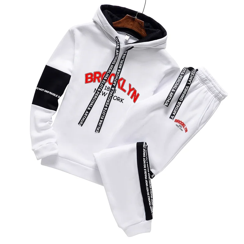 Printing Mens Tracksuit Fashion Hooded Sweatshirt Black White Versatile Suit or Tops or Pants Simplicity Casual Sportswear S-3XL