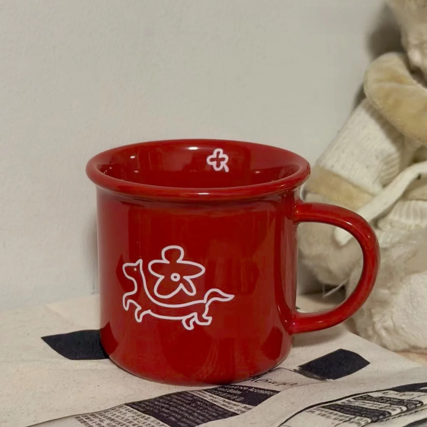 Original Cerc Cup Red And White Coffee Mug 270ml Single Ear Handle Design Chinese Brand 'imao Zouyun' Kitchenware Cup