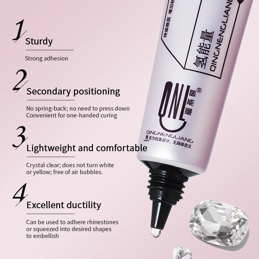 QNL Soft Liquid Gel Tip Adhesive Flexible Flow Press On Nail Glue Long Lasting Soak Off False Nail Patch Glue for Salon Nail Art