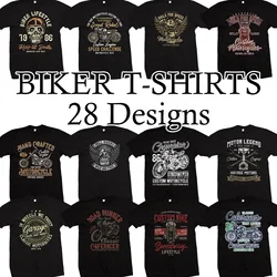 Biker Men Cotton T-Shirt Motorbike Big Size Print Cool Fashion Streetwear Classic Big Size Tee New Arrival Motorcycle Top S-4XL