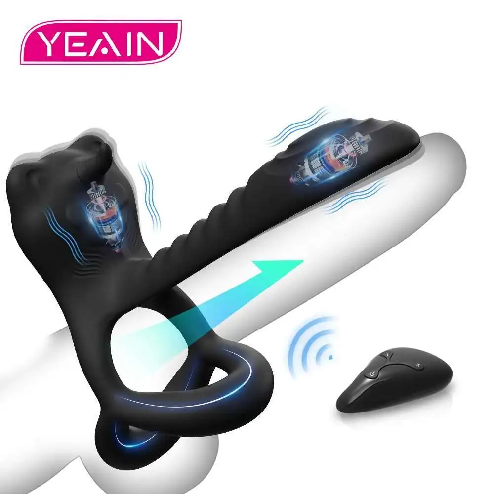 yeain-メンズ遅延リングワイヤレスリモコン振動おもちゃクリトリス刺激装置勃起大人-18-オナホール抗射撃男性
