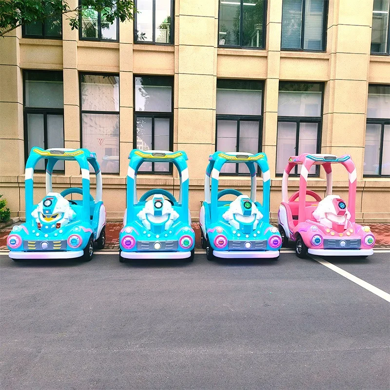 New square luminous amusement vehicle shopping mall night market electric toy car big wheel fiberglass robot man
