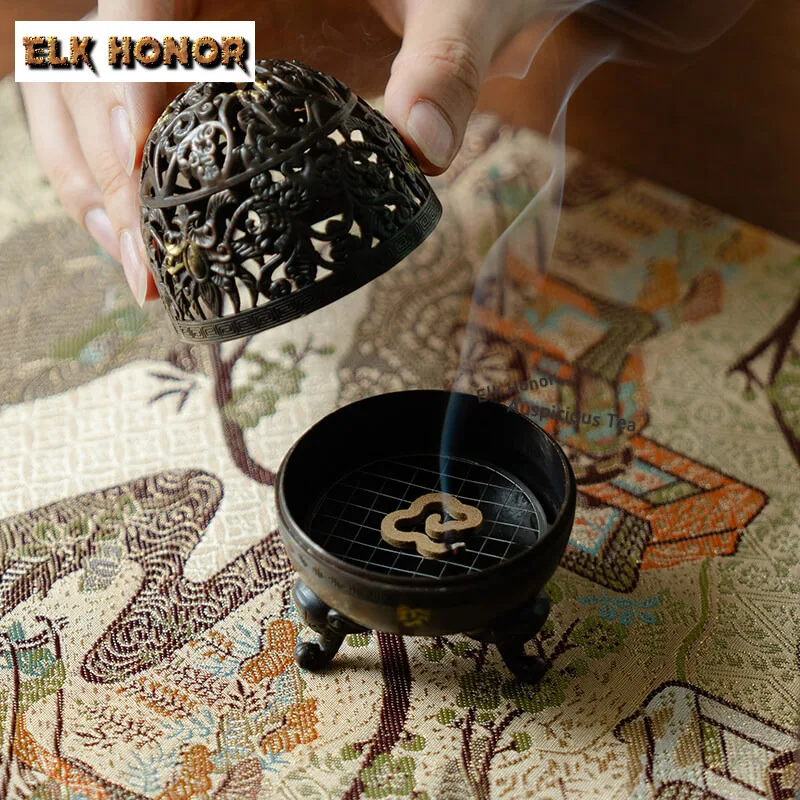 Pure Copper Eggshell Incense Holder Elegant Incense Waterfall Incense Burners Aromatherapy Censer Buddhism Accessories Ornaments