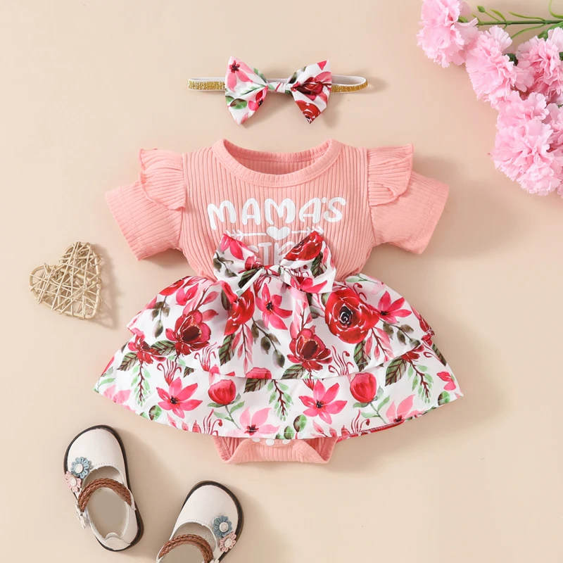 

Baby Girl Fall Winter Clothes Ruffle Sleeve Romper Dress Cute Jumpsuit Bow Headband 2PCS Outfit Set