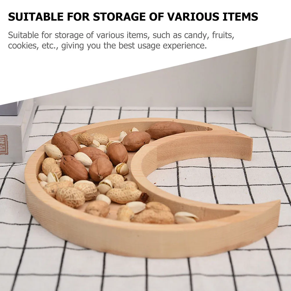

Wooden Moon Tray Premium Material Home Storage Plate Desktop Fruit Tray Decorative Snack Plate Wooden Trays for Decor