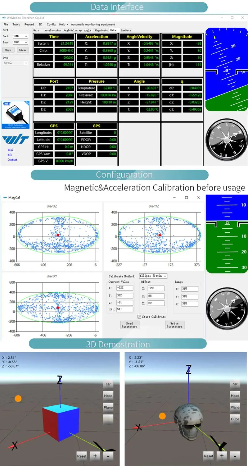 Industry-Grade Beidou WTGAHRS2 10-axis GPS-IMU Accelerometer+Gyros+Angle(XY 0.05°)+Magnetometer+Air Pressure+Latitude+Longitude