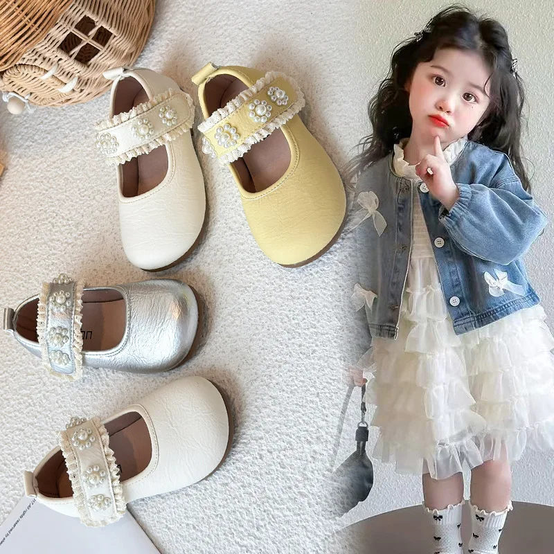 

High-end Girls' Spring Autumn New Children's Princess Shoes Baby Kids Princess Style Rhinestone School Student Loafer