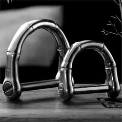 Titanium Alloy Bamboo Horseshoe Chain Keychain Stainless Steel Car Key Pendant Accessories Key Ring