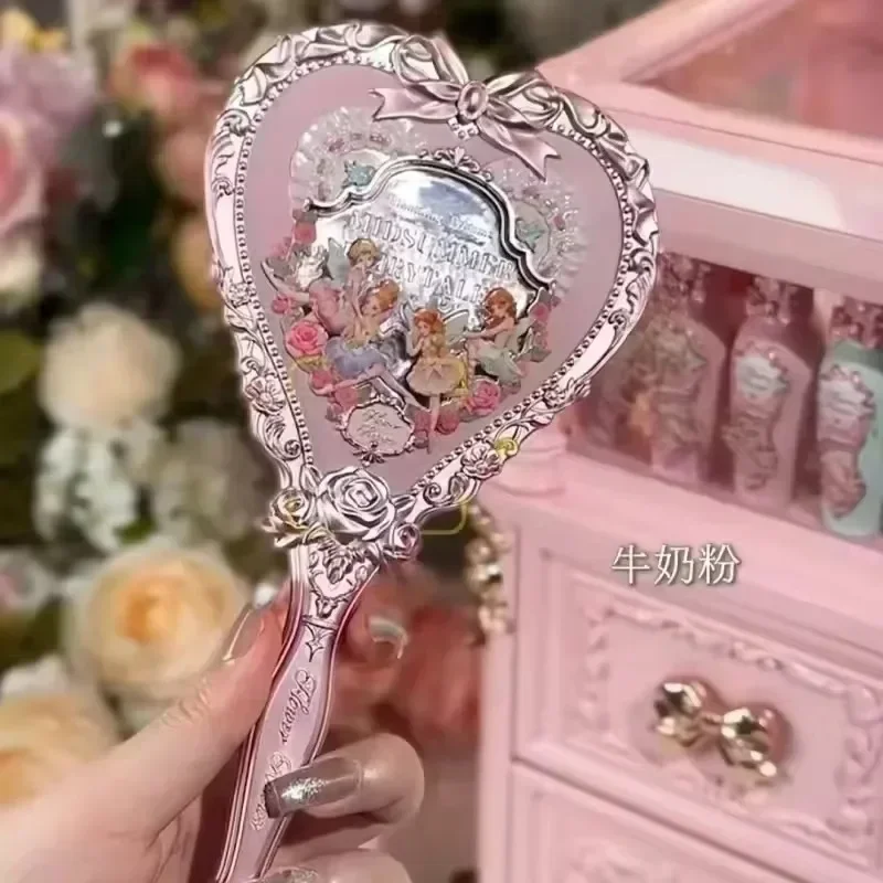 Flower Knows Midsummer Night Series Cosmetics Handheld Mirror Love Shaped Cute Beauty Products  Delicate Makeup Tool