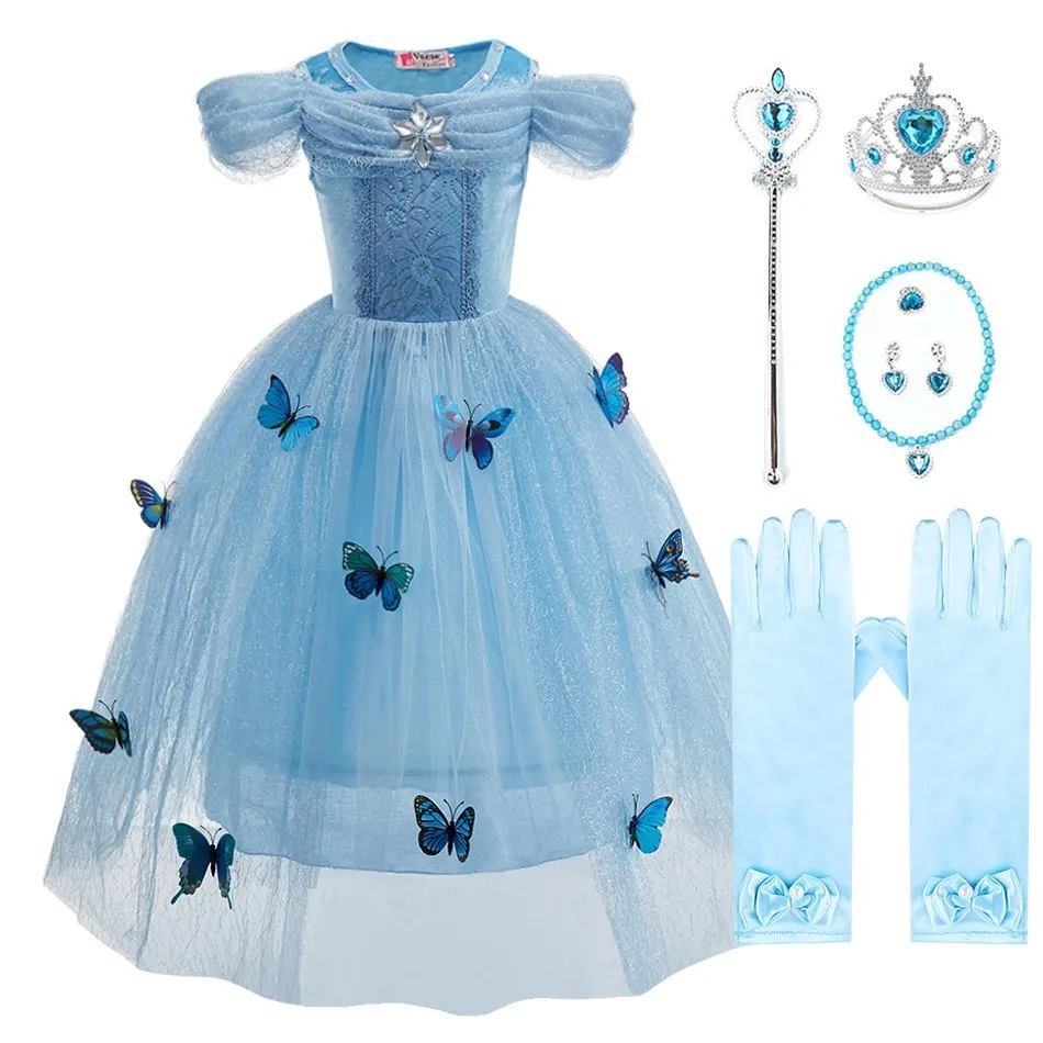 Cinderella Anna Elsa Costume Children Princess Dress for Girls Kids Cosplay Snow White Christmas Carnival Party Disguise Outfit