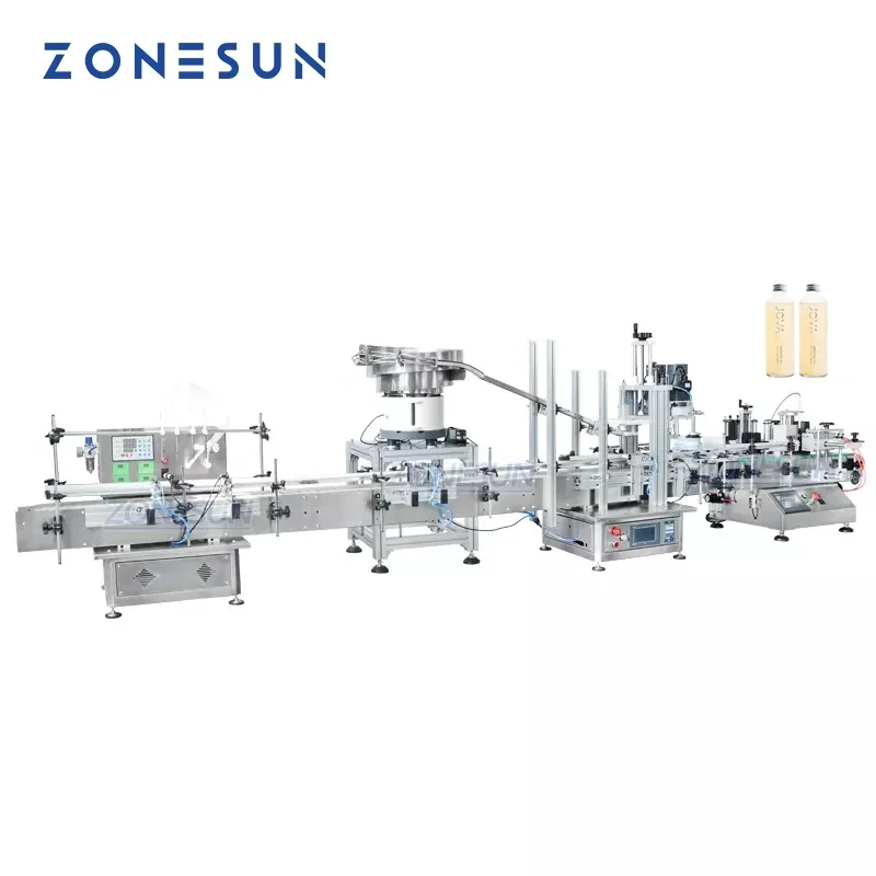 Zonesun ZS-FAL180C5 máquina de enchimento e tampagem automática linha desktop óleo essencial frasco redondo com tigela vibratória