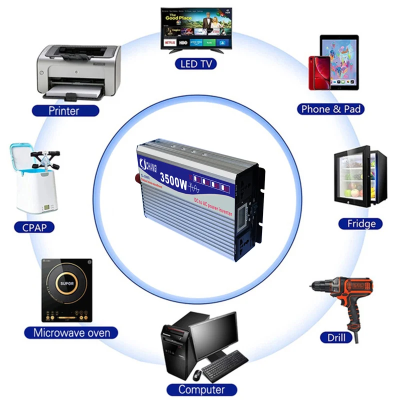 Imagem -03 - Changi-inversor de Onda Senoidal Pura para Carro Inversor de Energia Solar com Controle Remoto Usb Tomada Dupla 3500w 4000w 5000w 12v 220v