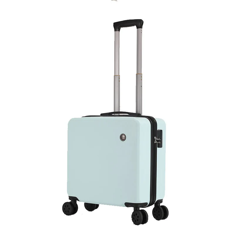 Simple Solid Color Luggage Fashion Portable 18 inch Boarding Case Mute Universal Wheel Trolley Case