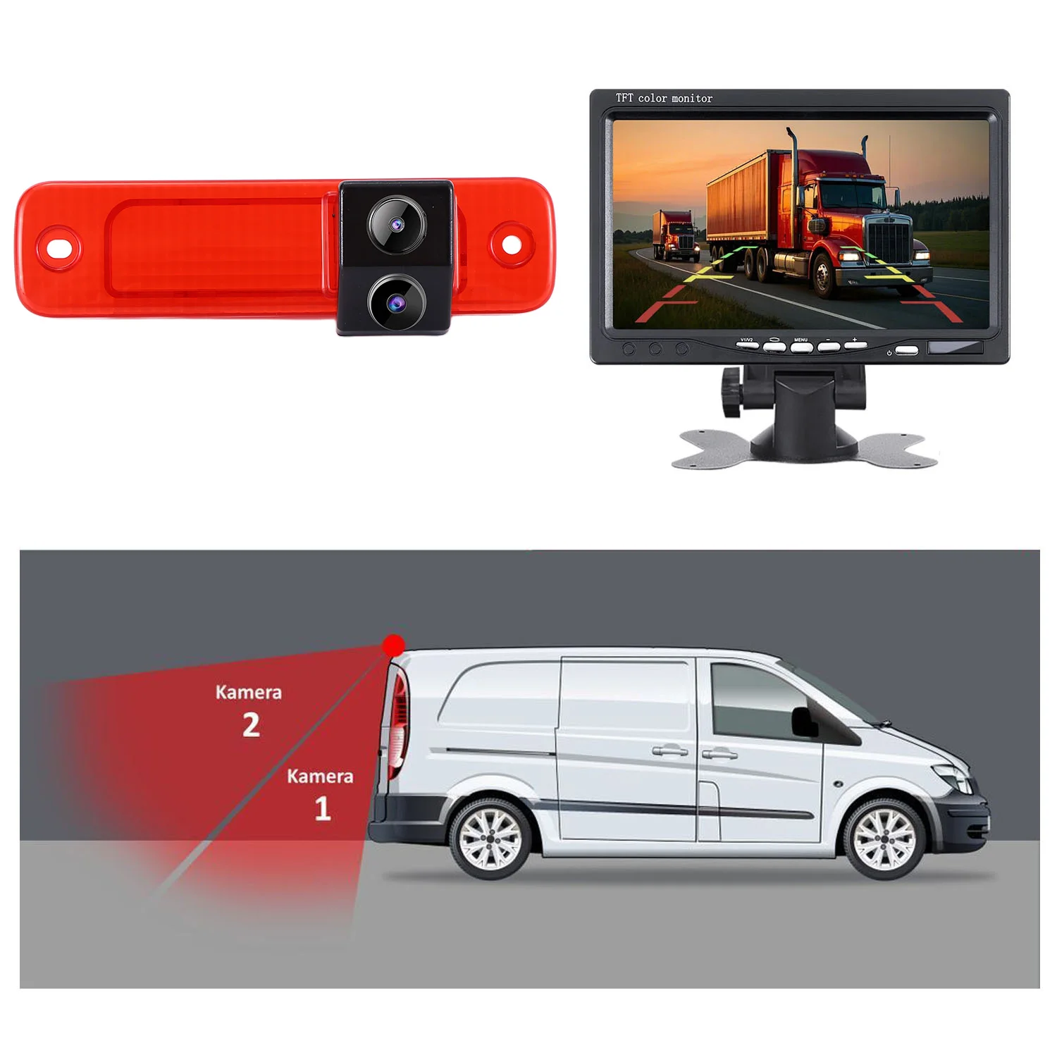 7 Inch Monitor + Dual Sensor Reversing rear view back camera for Ford Transit Hecktür transporter van