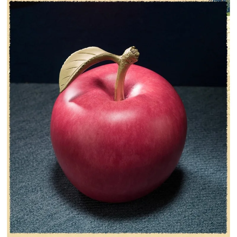 1PC Auspicious Apple Living Room Fruit Copper Ornament Home Decoration Handicraft Gift Simulated Apple Shape Decoration Crafts