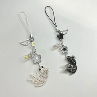 Handmade Satosugu Beaded Mobile Charm Y2K Keychain Anime Cute Fish Wings Stars Key Chains Gift for Girlfriend