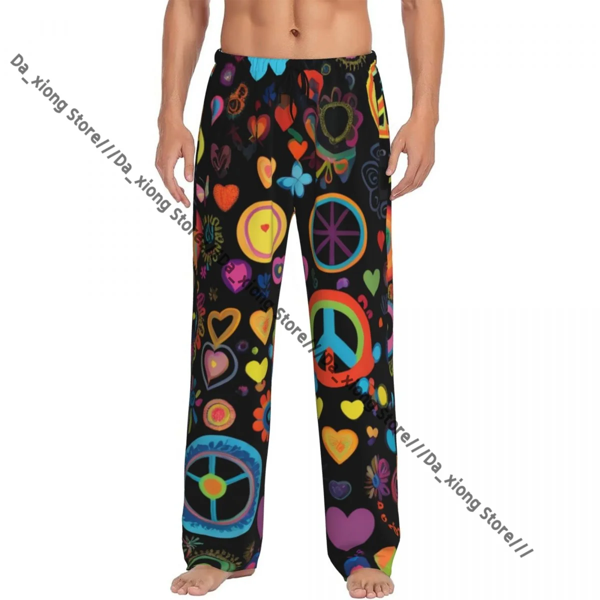 

Мужские повседневные пижамные брюки с эластичным поясом, свободные, разноцветные, в стиле хиппи, уютные, для сна и отдыха дома