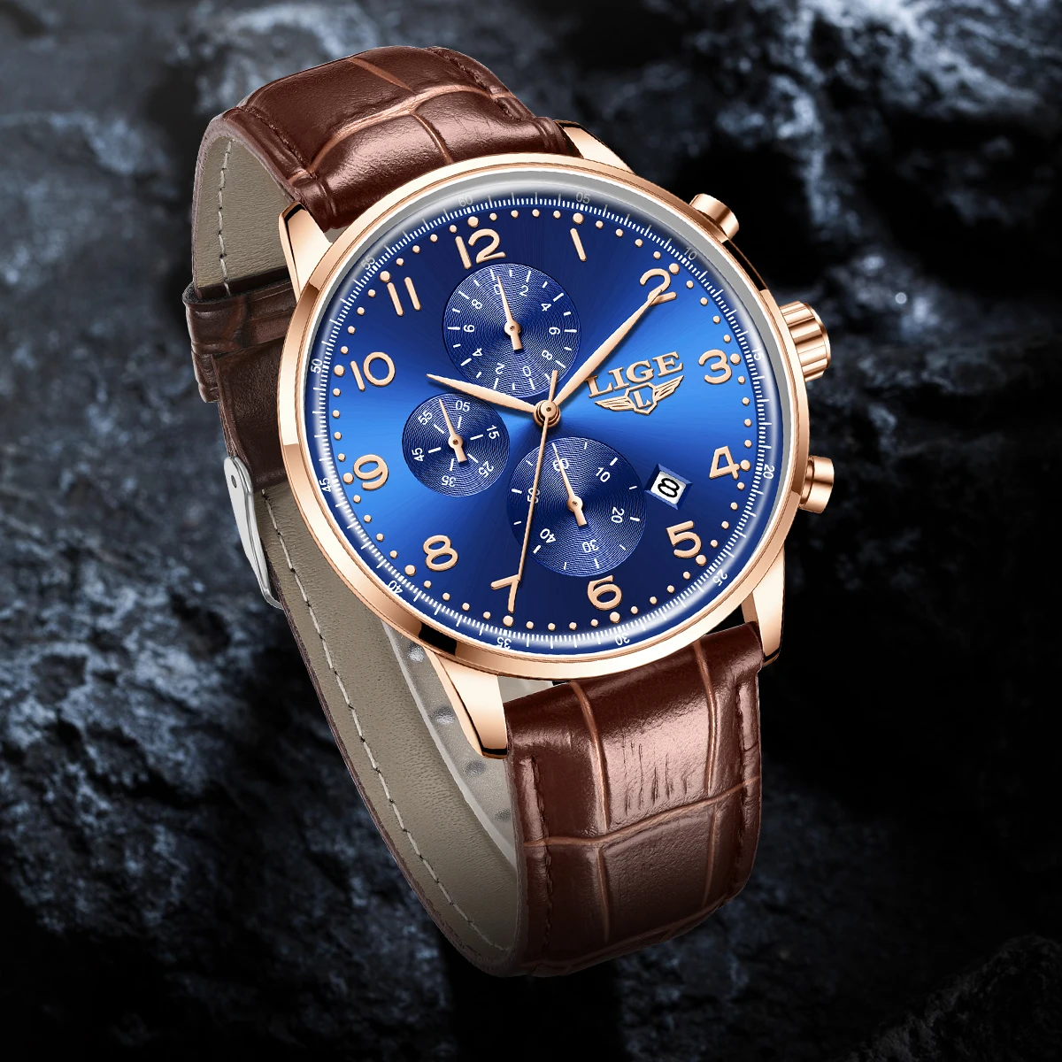 LIGE レジャー メンズ腕時計 日付表示 防水 ファッション ビジネスウォッチ メンズクォーツ腕時計 男性用腕時計 +ボックス