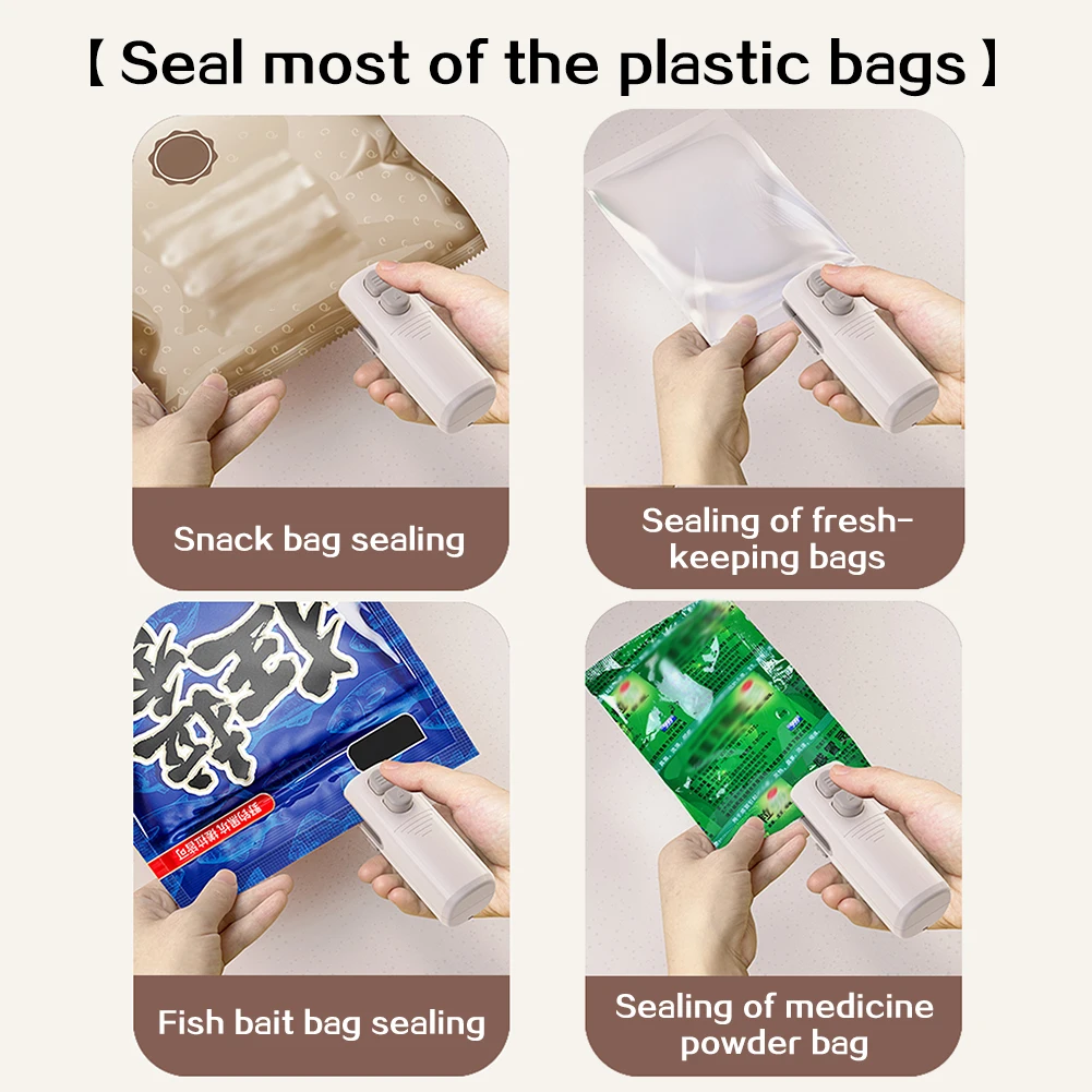 Rechargeable Mini Food Sealer Handheld Portable Works On Various Bags, Reduces Waste. Home Kitchen Essential