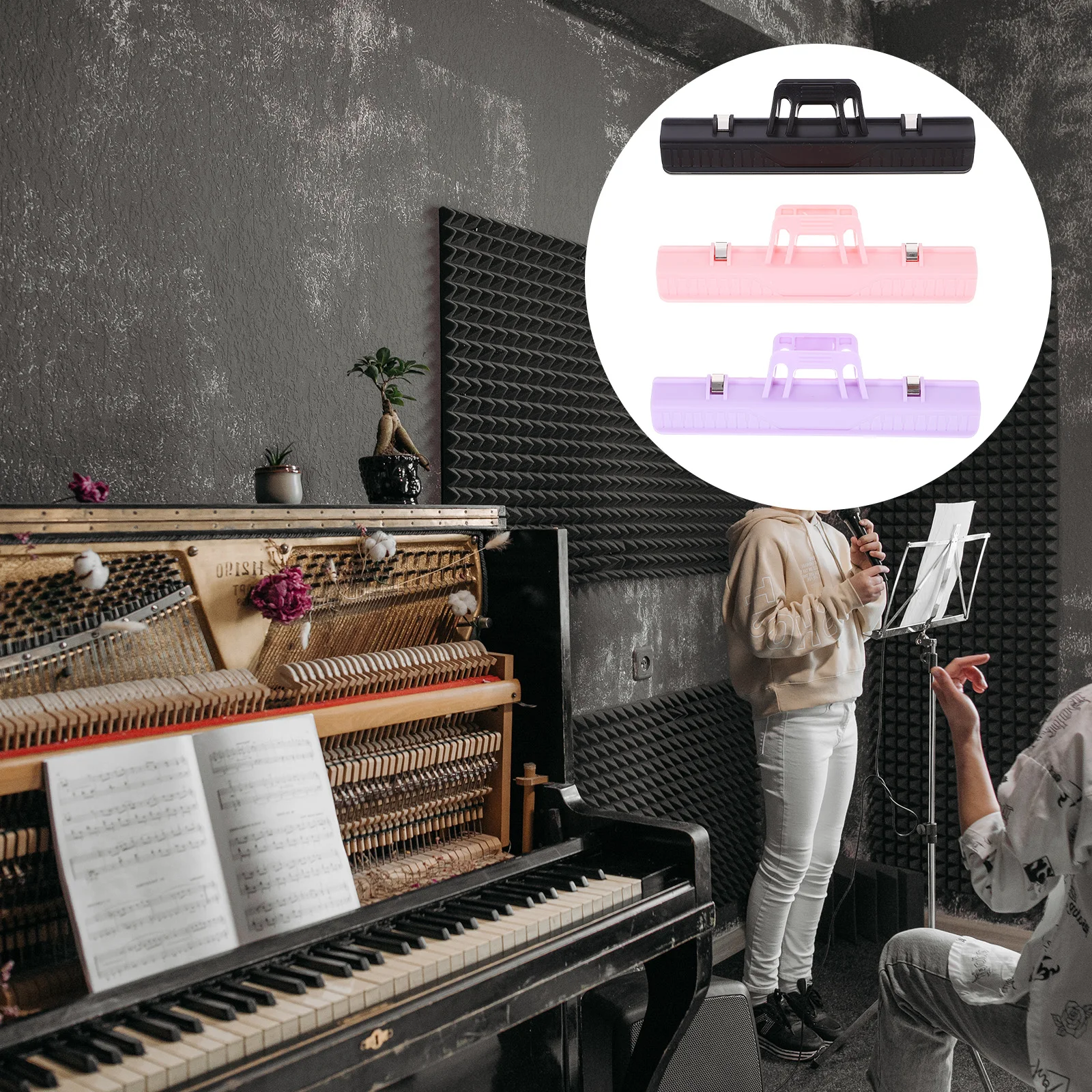 

3Pcs Music Book Clip Page Holder Plastic Sturdy Sheet Clips for Piano Sheet Music Page Holder Piano Accessories