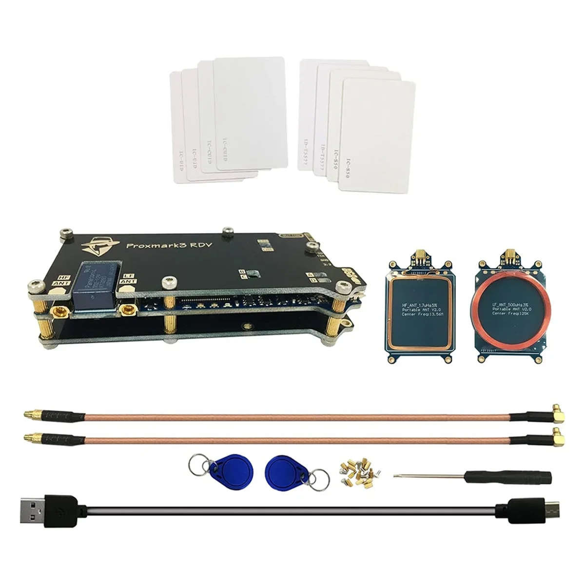 Upgraded 512k Proxmark3 RDV2 Kit, NFC RFID Reader Writer, IC ID M1 Card Copy & Detection Device
