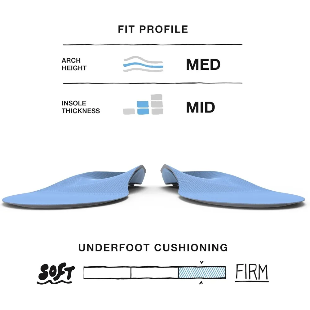 نعال داخلية داعمة للقوس المتوسط - حشوات تقويمية قابلة للتشذيب لملائمة مريحة - وسائد أحذية ذات جودة احترافية