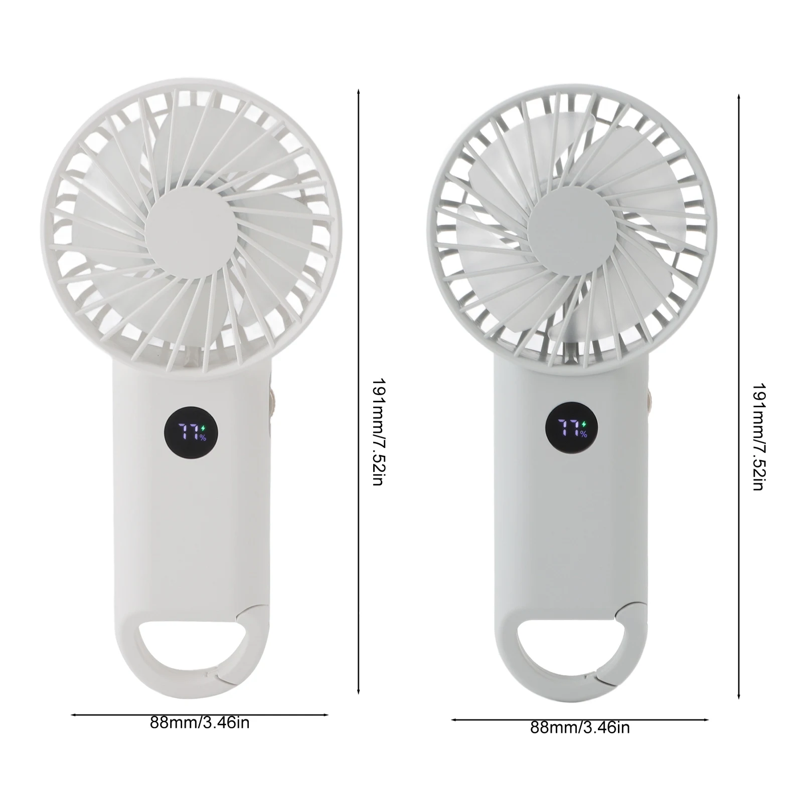 مروحة محمولة خفيفة الوزن وصامتة وشاشة رقمية ذكية ومروحة تبريد صغيرة قابلة لإعادة الشحن عبر USB للمنزل للأنشطة الخارجية