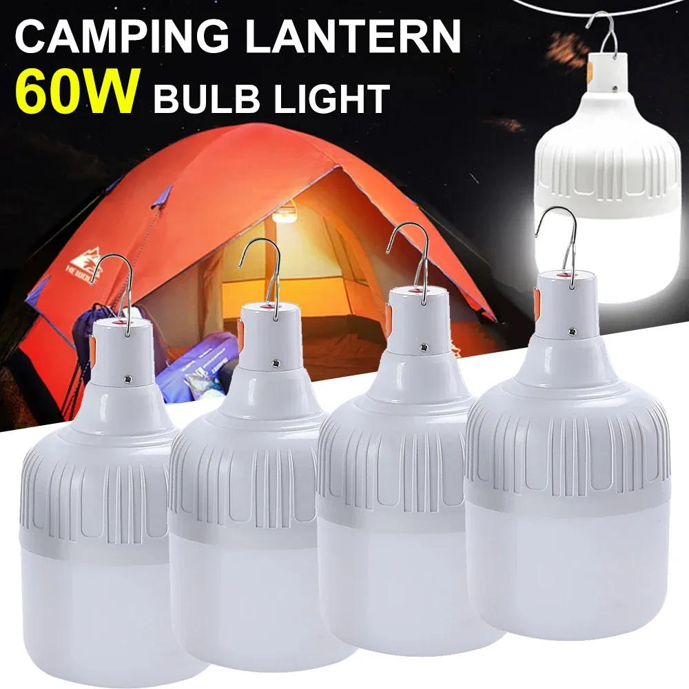 

LED Light Bulb USB Rechargeable Portable Outdoor Camping Lantern Emergency Lighting Flashlight Picnic Hanging Tent Light Torch