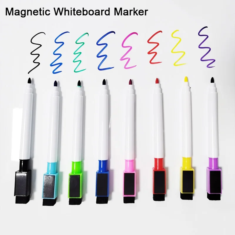 8 Colors Pcs Colorful Magnetic Dry Erase Whiteboard Marker Pen for Kitchen Fridge,Office School Classroom Supplies Stationary