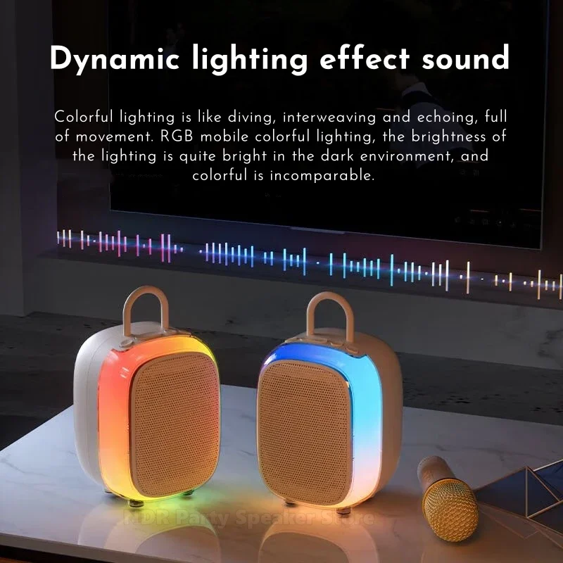 SOAIY Портативная беспроводная караоке-машина с двумя микрофонами BT PA Колонки KTV DSP Система HIFI Стереозвук RGB Красочные светодиодные фонари