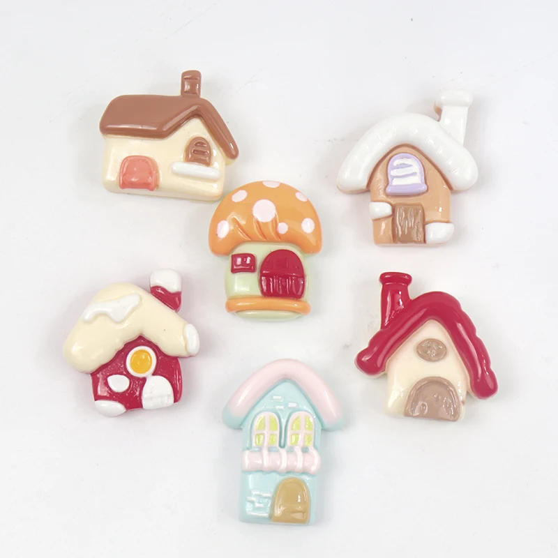 10/100PCS Resin Accessories Christmas Snow House Seories Scrapbooking Patch Craft DIY Jewelry Craft Decoration Accessories