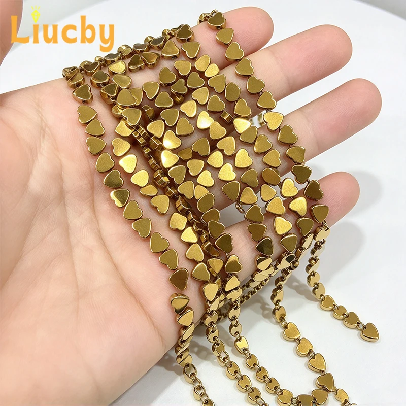 Natürliche magnetische Hämatit-Herzperlen, goldene Edelsteinperlen für die Schmuckherstellung, DIY-Armband, Halskette, Ohrring, Heilstein – Detail 6